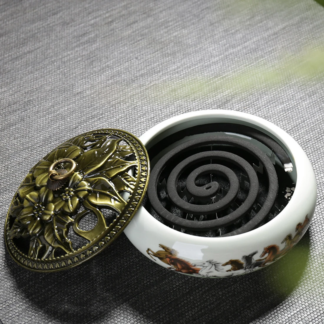 

Ceramic Backflow Incense Burner Censer Chinese Style Incense Coil Incense Holder Creative Home Office Decor Incienso Quemador