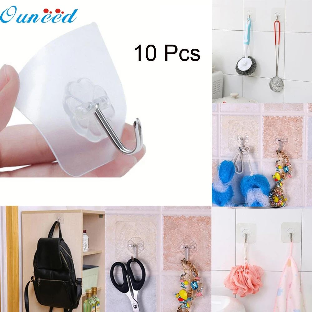 

10Pcs Sucker Hook Strong Transparent no marks Hooks Suction Cup Multipurpose Sucker Wall Hooks Hanger For Kitchen Bathroom