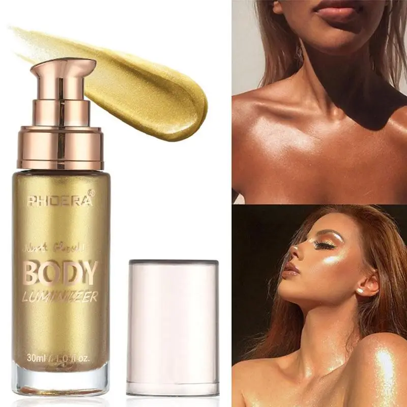 

30ml Metallic Liquid Face & Body Luminizer Shimmer Highlighter Makeup Palette Body Bronzer Liquid Make Up Foundation 3 Colors