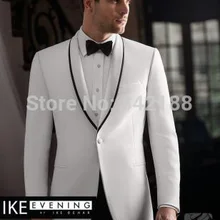 Новое поступление белый индивидуальный заказ стильный Выпускной на одной пуговице однобортный платок лацкан смокинг мужской Жених Свадебный/деловой костюм