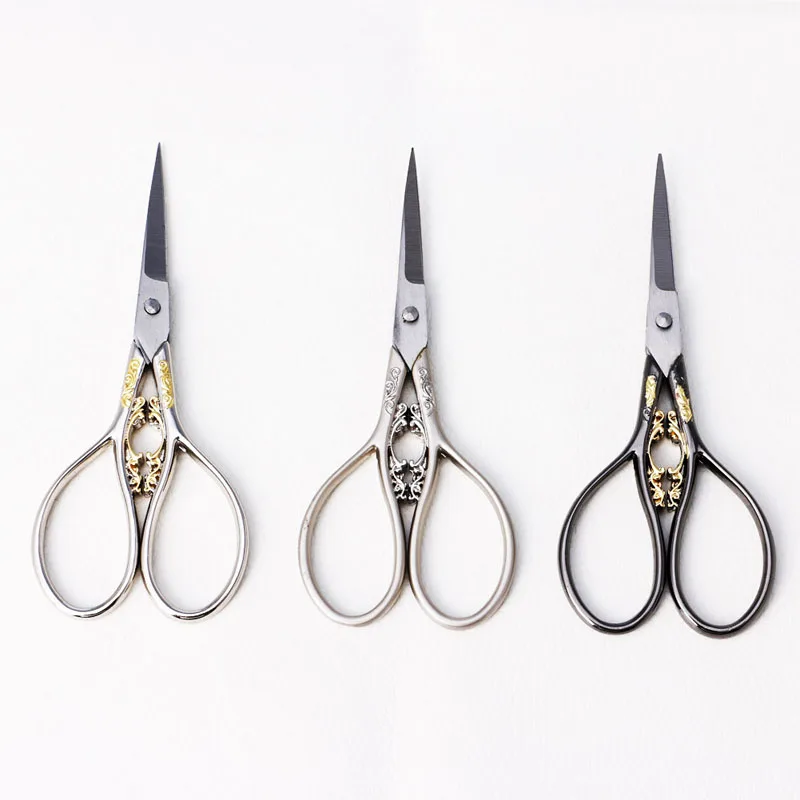 

1PC European Vintage Stainless Steel Floral Scissors Sewing Shears DIY Tools Flower Pattern