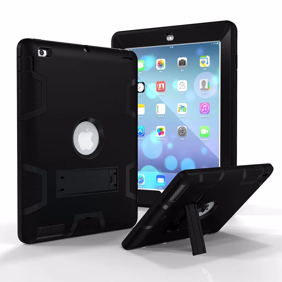 Для Apple iPad2 ipad3 ipad4 задняя крышка Планшеты кремния + PC противоударный Гибридный Heavy Duty Прочный комбинированный с Подставки принципиально