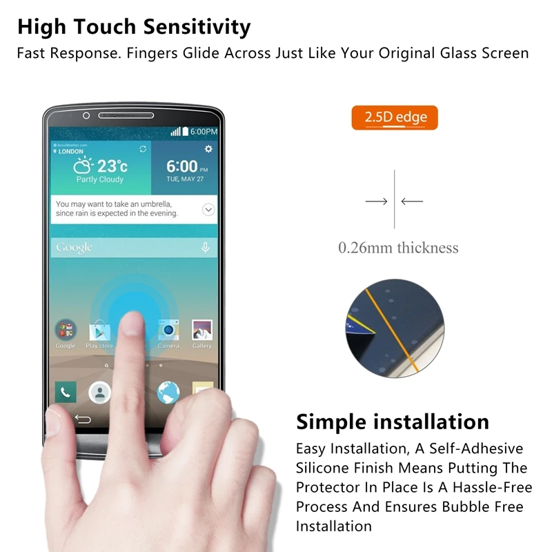 2 шт./лот 2.5D 0 26 мм 9H Премиум Закаленное стекло для LG G3 D855 D850 D851 F400 VS985 Защитная