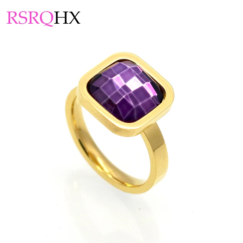 

Gold Color Cubic Zirconia Rings for Women Girls Fashion Simple Style Wedding Party Engagement Rings Square Zircon Jewelry Gifts