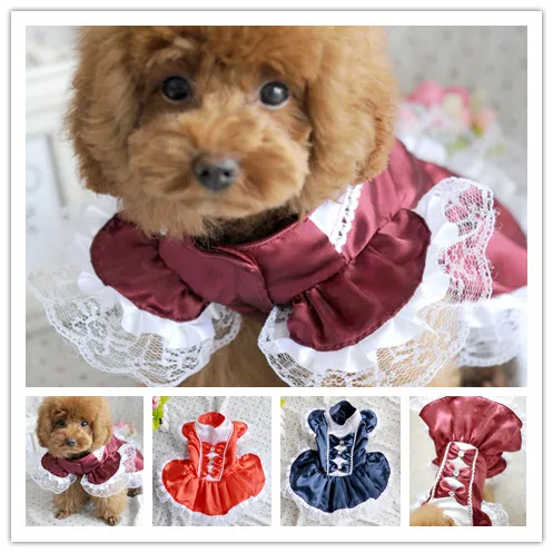 Bowknot Summer Dog Dress Red Blue Cat Wedding Dresses Party Maid Bowknot Summer Dog Dress Red Blue Cat Wedding Dresses Party Maid Outfit Pet Skirt Puppy Clothes For Small In From Home Garden On