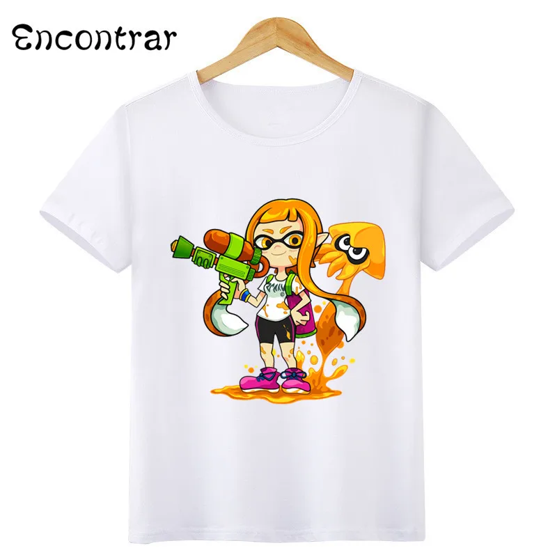 Kids Splatoon Inkling Design T Shirt Boys/Girls Casual Short Sleeve Tops Children's Funny White Anime T-Shirt,ooo3071 - Color: oHKP6044H