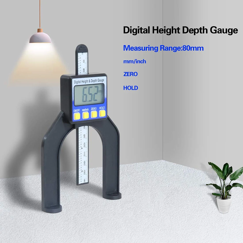 Digital Depth Gauge Digital Tread Depth Gauge LCD Magnetic Self Standing Aperture 80mm Hand Routers