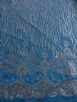

Noble embroidered African lace fabric Beautiful CiCi-41704 glitter tulle fabric in silver