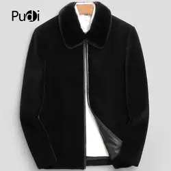 PUDI MT808 2018 Для мужчин новые модные 100% шерсть короткие Куртки с натуральным лисьим воротником осень-зима Повседневная Верхняя одежда
