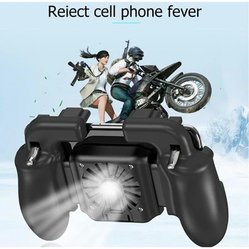 

Pubg Mobile Trigger Controller Gamepad L1R1 Shooter Joystick Phone Holder Build-in Cooler Fan for IOS Android Phone Gamepad GT