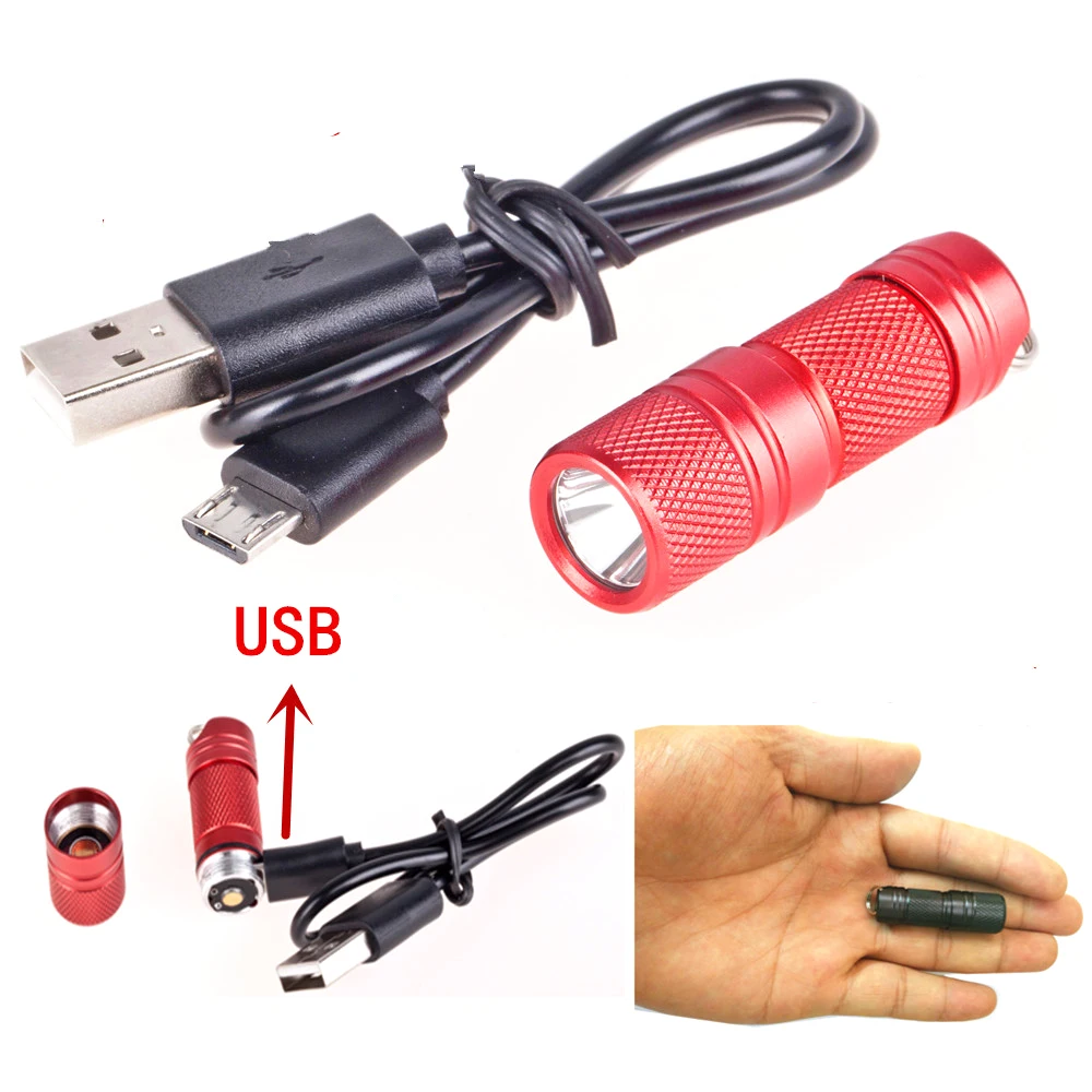 Портативный мини брелок фонарик 5 В светодиодный фонарь Micro USB перезаряжаемый