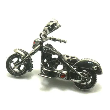 

Men 316L Stainless Steel Cool Punk Gothic Ghost Rider Biker Skull Red Stone Eye Pendant