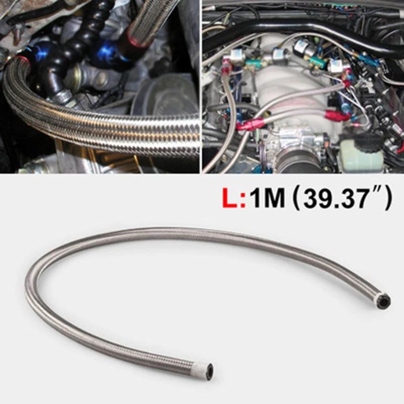 

Double Braided Cooling Fuel Line Hose Hose 1m AN8 Soft Oil Silver Stainless Steel Adapter Car Accessory Portable
