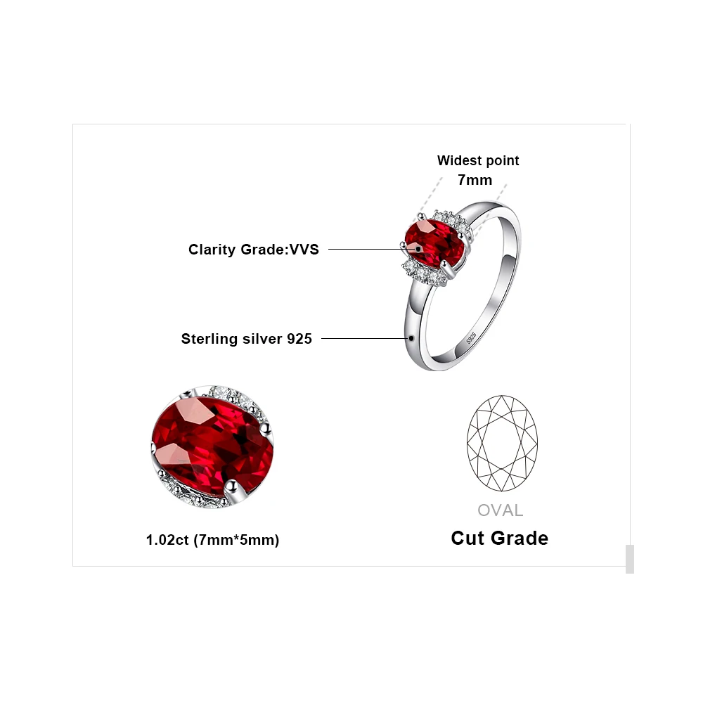 JewelryPalace anelli in argento Sterling 925 con granato rosso naturale ovale rosso per gioielli da donna con pietre preziose di fidanzamento di moda