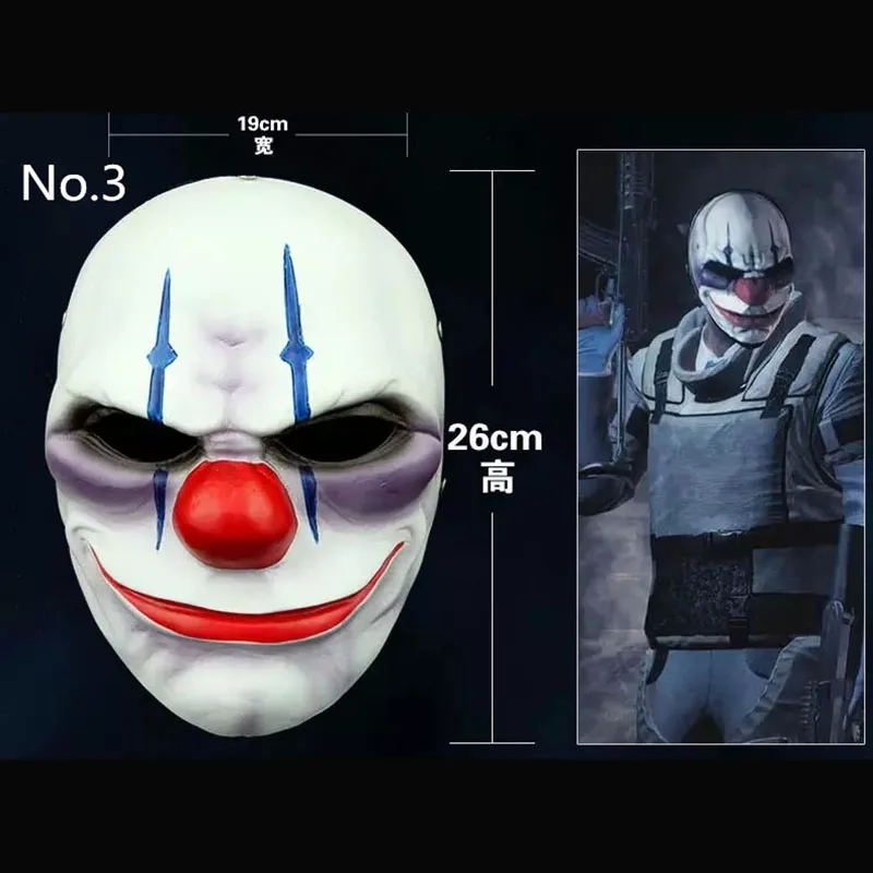 (4 шт./лот) оптовая продажа ПВХ страшная Клоун Маска Payday 2 Хэллоуин маска для Antifaz