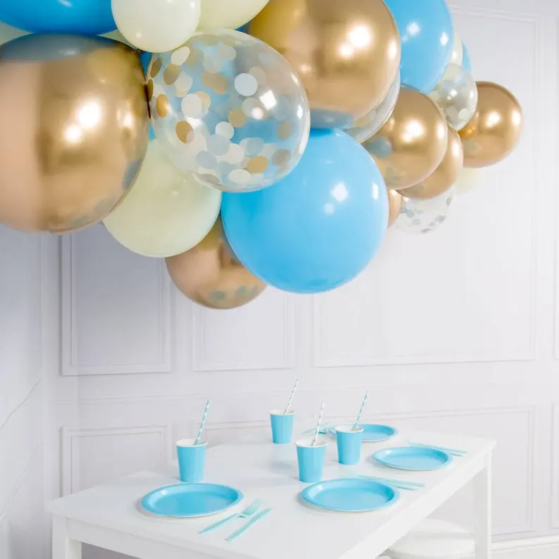 40 шт. набор воздушных шаров 12 дюймов синий белый Макарон Золото Хром сплав конфетти воздушные шары-гирлянды свадьба день рождения, детский