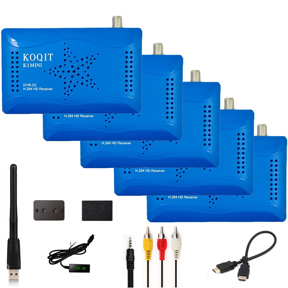 Wholesale DVB-S2 Digital Satellite Receiver TV Tuner + Wifi Antenna Support Two USB Host IKS CS Cline Decode Biss key Youtube