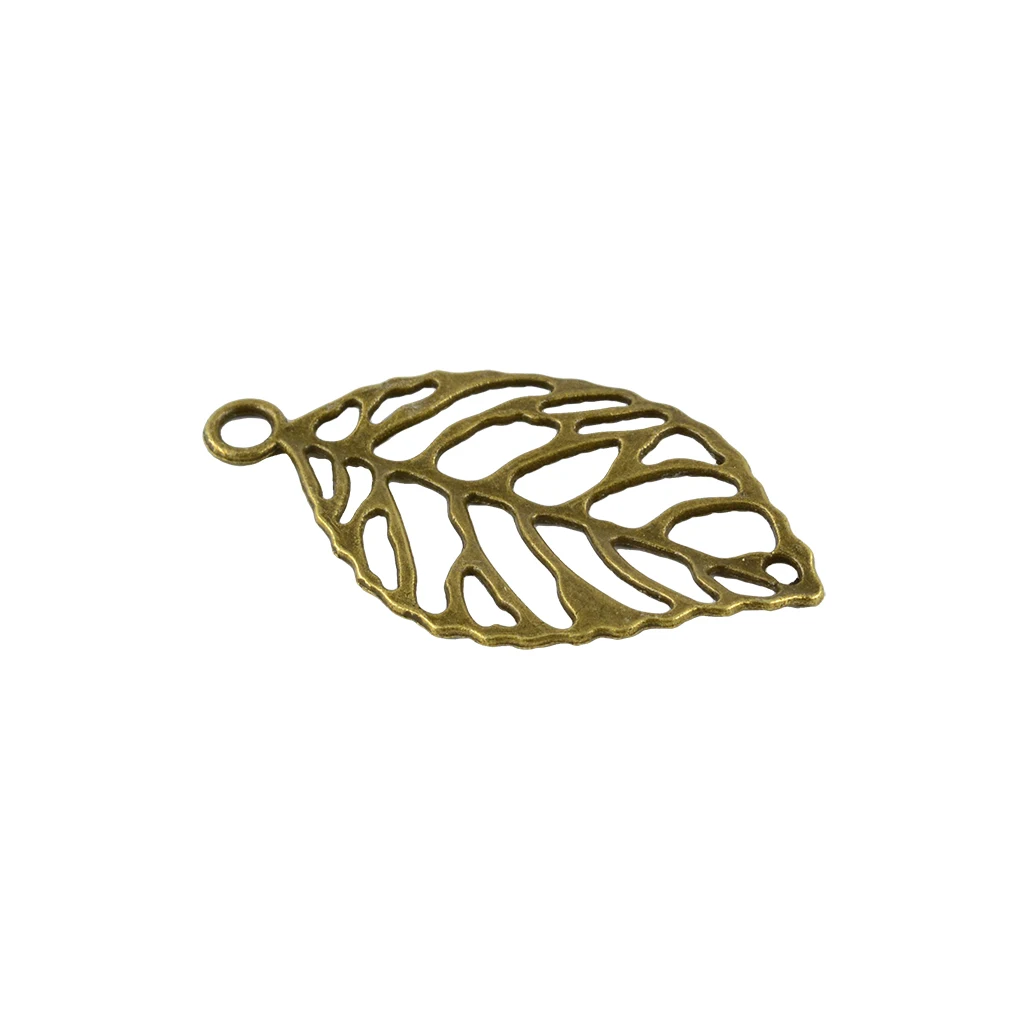 20 Pieces Retro Bronze Hollow Leaf Vein Charms Pendants Connector DIY Jewelry Making