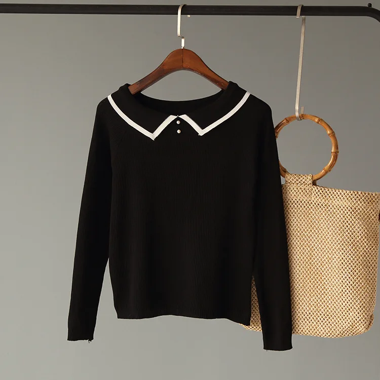 

Poncho New Sweater Women Feminina Pullover Free Shipping 2019 Autumn And Winter Korean Sweet Doll Collar Long-sleeved Sweater
