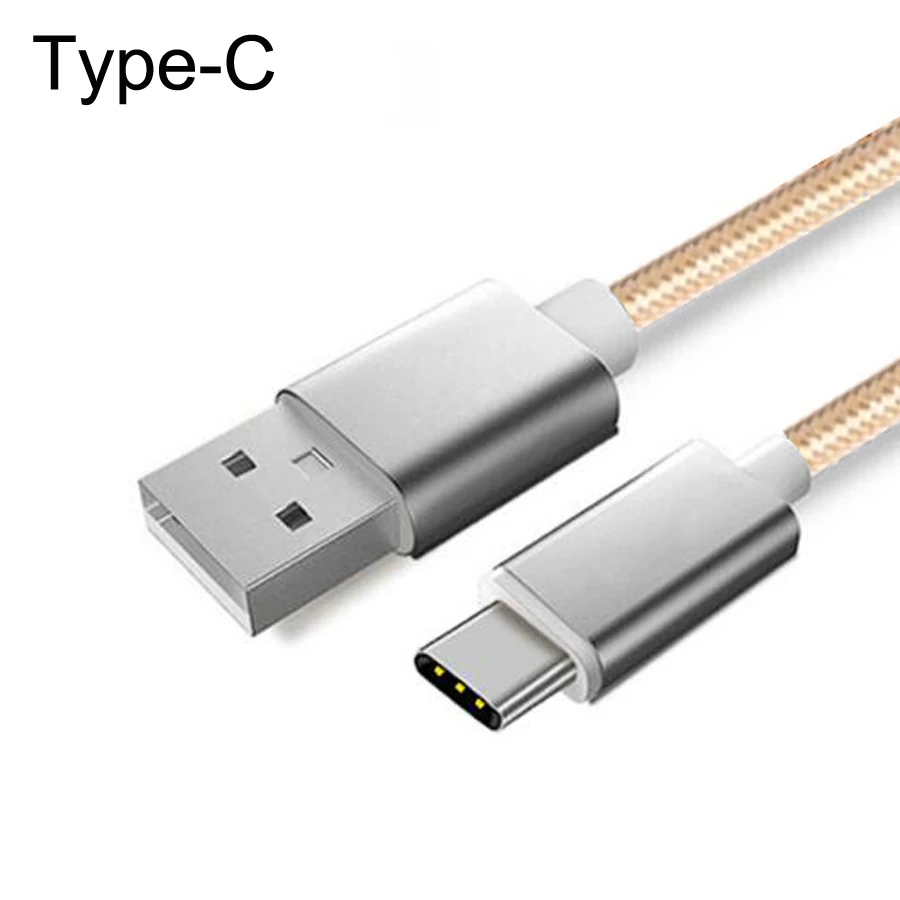 Нейлоновый кабель usb type-C для быстрой зарядки samsung, USB-C, зарядный шнур, кабели для передачи данных для мобильных телефонов type-C - Цвет: gold