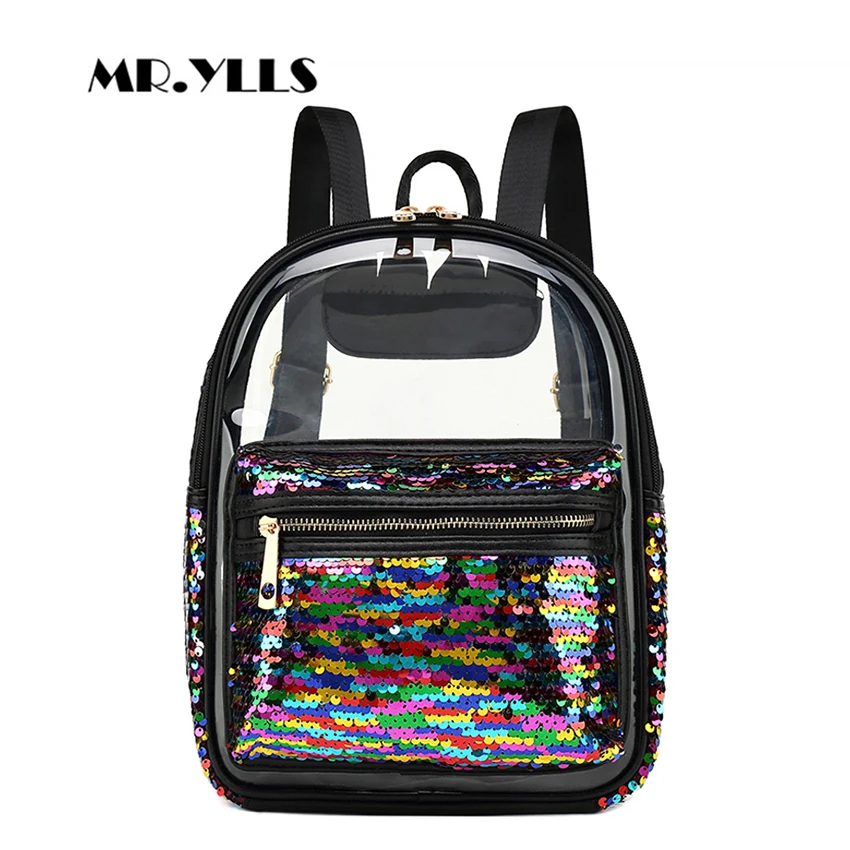 

Transparent Sequins Bling Women Backpack Laser Color Girls Travel Backpack Fashion Black Jelly Student Schoolbags 2019 Bookbags