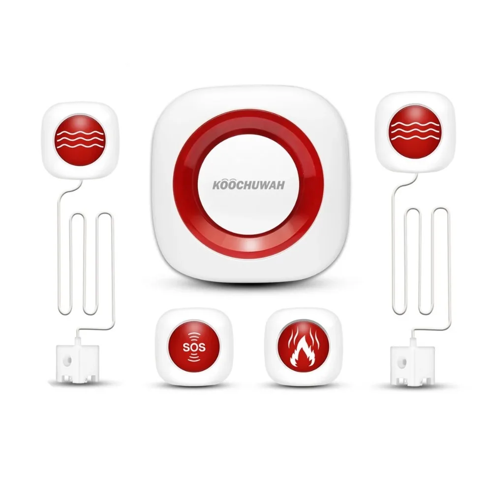 

KOOCHUWAH GSM Home Alarm System with Battery Powered Wireless Home Alarm Auto Calling and Send SMS Security Alarm Water Sensor