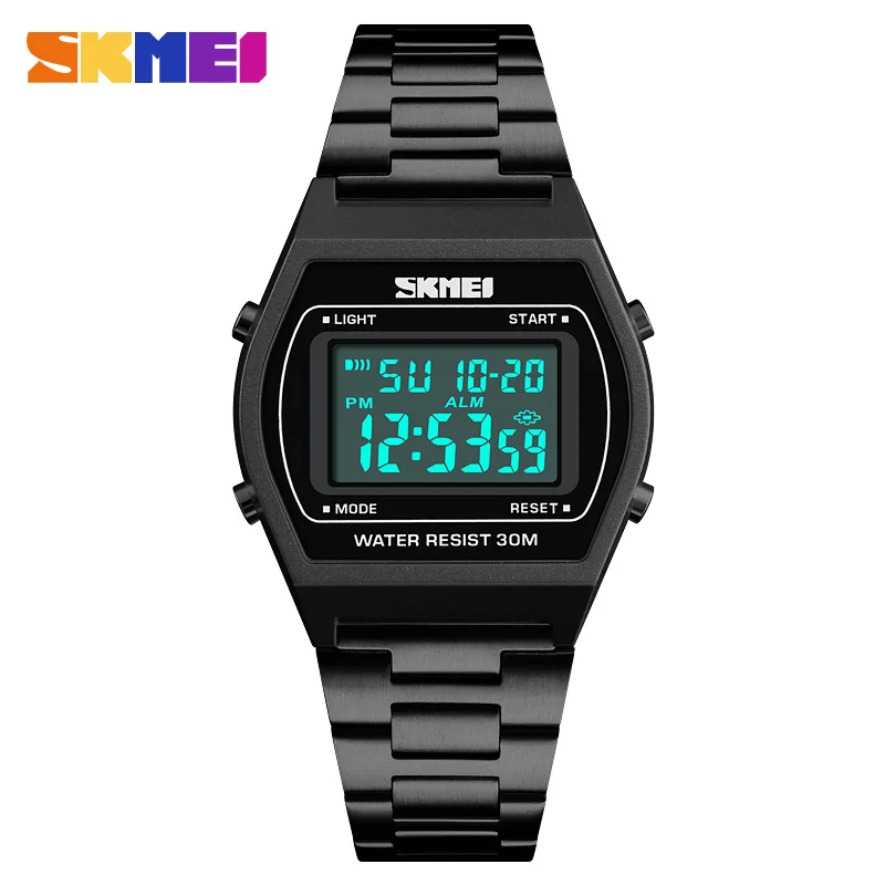 

SKMEI 1328 Womens Watches Business Square Stainless Steel Digital Sports Wristwatch Waterproof Relogio Masculino