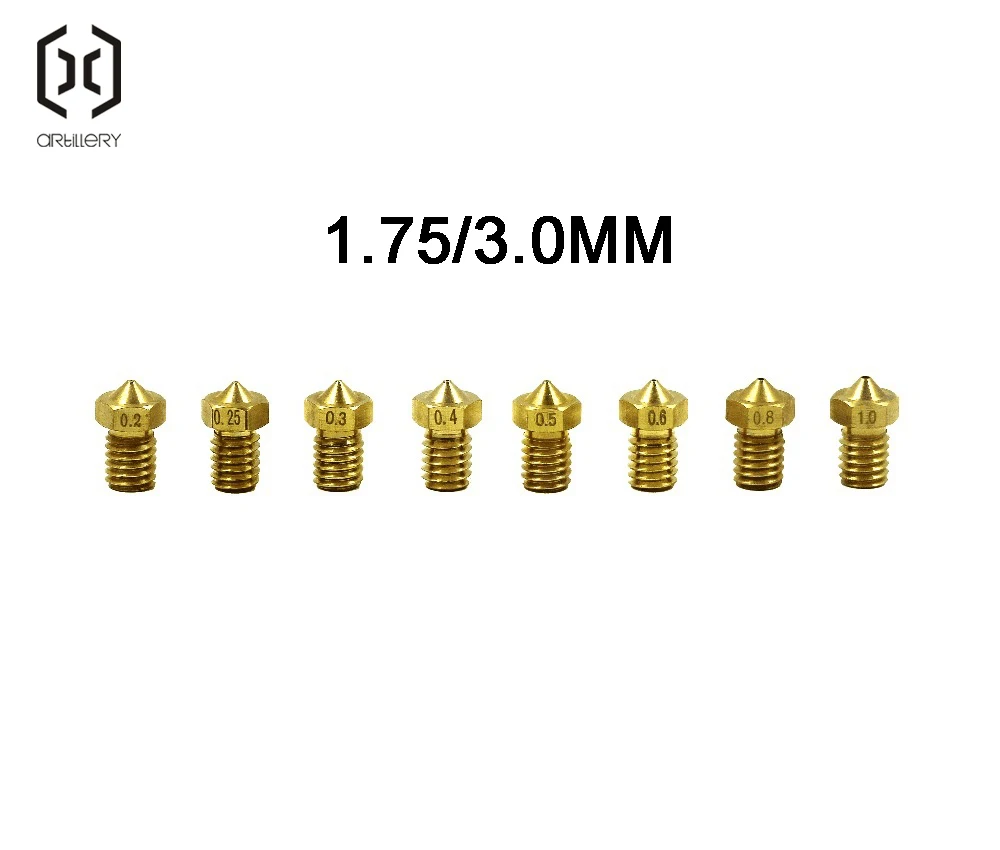 3D V6& V5 J-Head медное сопло экструдера насадки 0,2/0,25/0,3/0,4/0,5/0,6/0,8/1,0 мм для 1,75/3,0 мм поставки