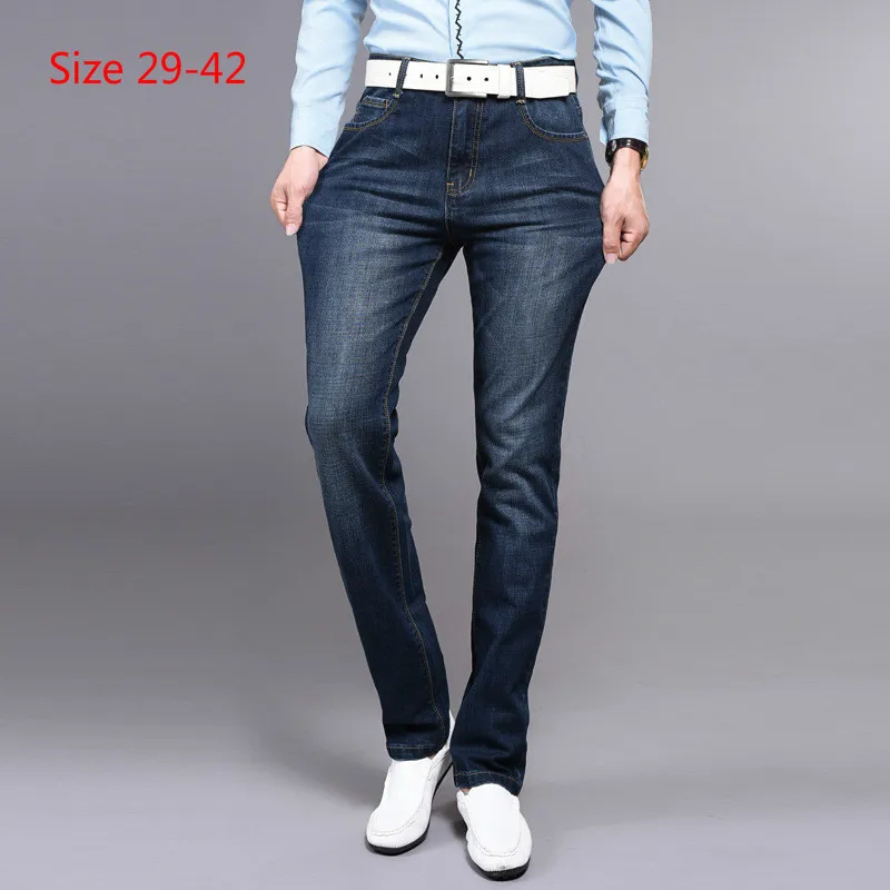 

2019 Four Seasons New Style Men's Casual High Quality Trousers Elastic Men Jeans Fashion Classic Denim Big Size 29-42 Jeans Men