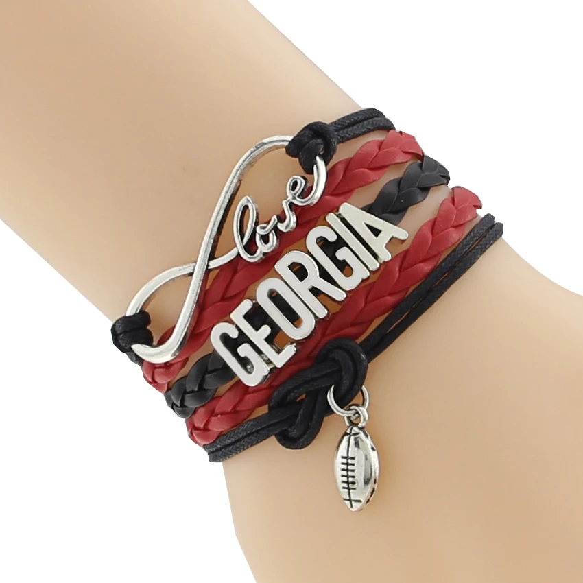 Infinity Love football Team Bracelet black red Customized Wristband friendship Bracelets