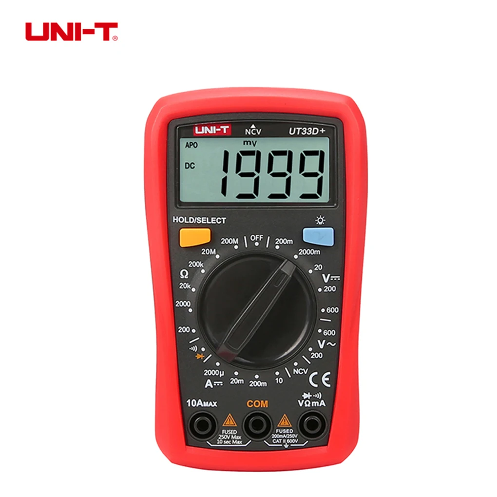 

UNI-T Brand New UT33D+ Digital Multimeter NCV Detector AC DC Voltage DC Current Resistance Tester Manual Range LCD Multitester