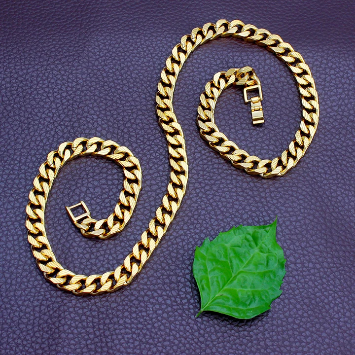 

2017 fashion Necklace And Bracelet Set Wholesale Gold Color Hip Hop Chunky Big Chain For Men