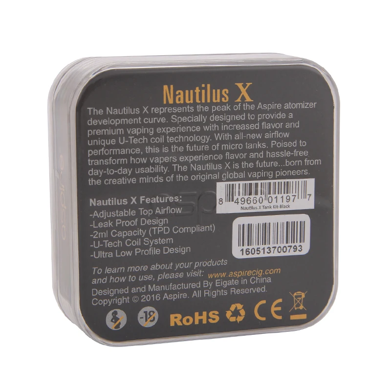 Испаритель для электронной сигареты Aspire Nautilus X 510 Thread емкость 2 мл вейп атомайзер