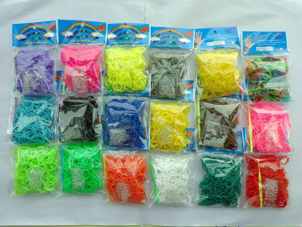 300 pcs High Quality Bands Colorful loom Rubber bands DIY making kit