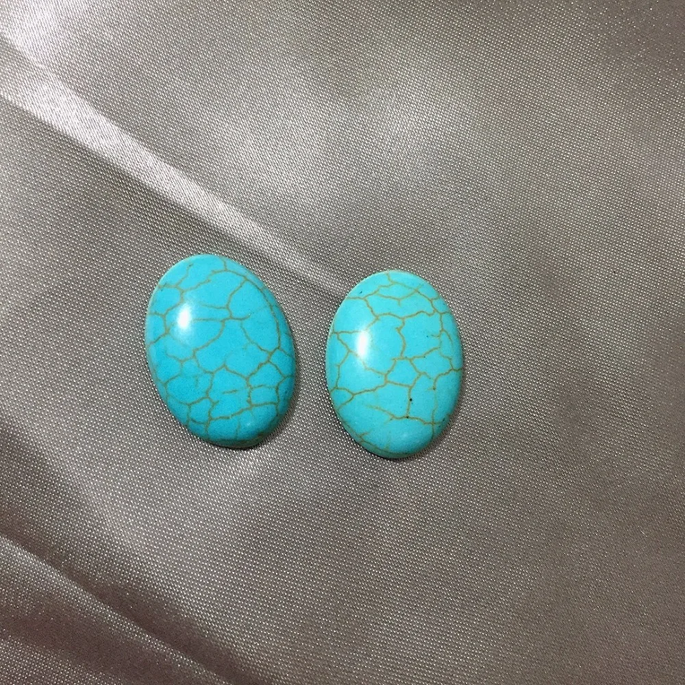 

18x25mm No Hole Beads Synthetic Blue Turquoises Stone Howlite Cabochon Jewelry Accessories Cabochon DIY Making for Ring Pendants