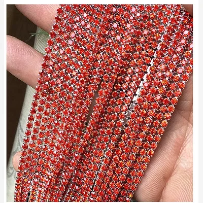 1yard/piece 30colors glass crystal Rhinestone Chain,silver bottom sew on Cup Chains For diy Garment Bags decorations