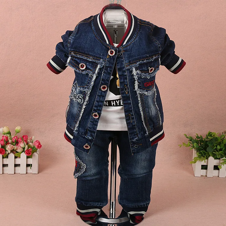 

Baby boy clothes new spring autumn baby suits newborn boys fashion denim wing three piece set suit for infant baby boy outfit