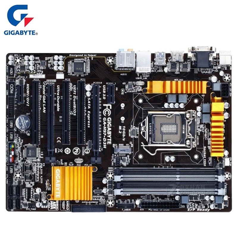 جيجابايت GA-H97-D3H اللوحة ل إنتل H97 DDR3 USB3.0 32 GB H97 D3H سطح اللوحة Systemboard تستخدم الرسومات المتكاملة جيجابايت GA-H97-D3H اللوحة ل إنتل H97 DDR3 USB3.0 32 GB H97 D3H سطح اللوحة Systemboard تستخدم الرسومات المتكاملة