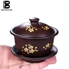 150cc фиолетовая глина yixing винтажные Gaiwan ручной работы натуральная НЕОБРАБОТАННАЯ руда Zisha чайный горшок чайная церемония аксессуары цветочный узор посуда для напитков