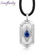 Натуральная Бриллиантовая сапфир 5X7 мм овальным вырезом подвески под заказ для Для мужчин в 18K чистого золота, хорошее ювелирное изделие, WP087