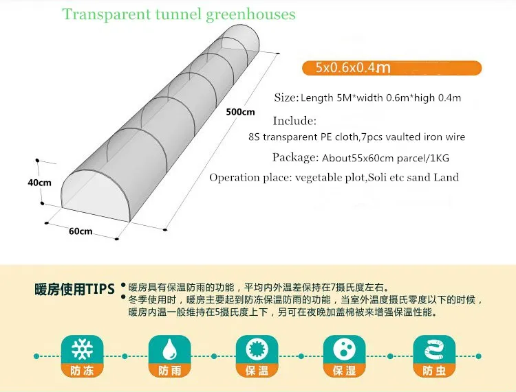 Высокое качество Мини Сад теплицы 5 метров длина прозрачный туннель теплицы для посадки овощей рассады