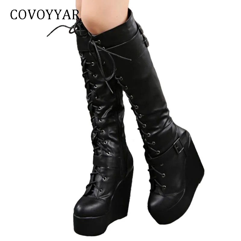 Details about / Women/'s Knee High Boots Suede Shoes Wedge Heel Platform Winter Warm Snow Knight