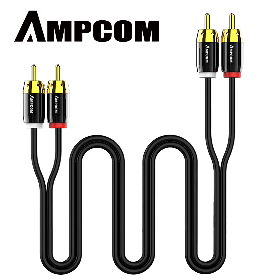 

AMPCOM Pro Series 2RCA to 2RCA 3.5mm Superior Audio Cable Gold Plated 3.5mm Jack Plug Male to 2RCA R/L Aux Cable