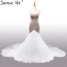 Contrast Color Mermaid Sexy Fashion Wedding Dresses 2017 Sleeveless Lace Pearls Bridal Wedding Gowns Robe De Mariee