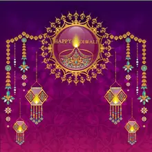 10x10ft Happy Diwali Цветы Узор свечи многоразовые бесшовные моющиеся морщинки фотография Фон полиэфирная ткань