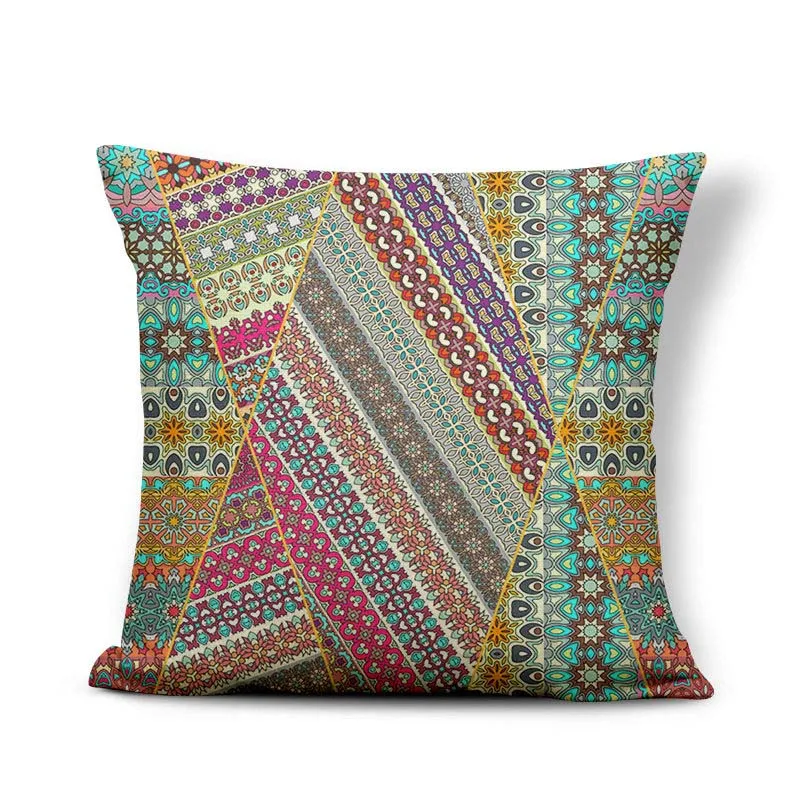 Vintage Datura Cushion Pillow Geometry Lotus Polygonal Buddhism Cover Pillows Decorativa Throw Pillow Covers 45X45 Burlap Lovely - Цвет: 12
