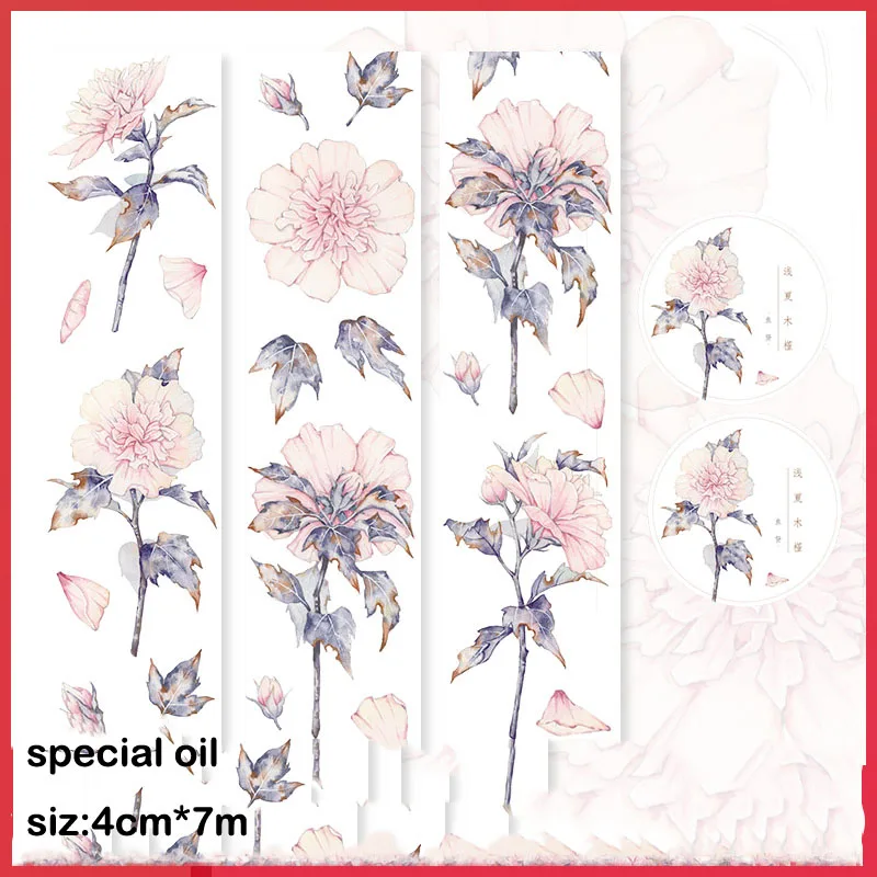 

4cm*7m retro flower hibiscus flowers special oil decoration washi tape diy ablum diary scrapbooking label adhesive tape sticker