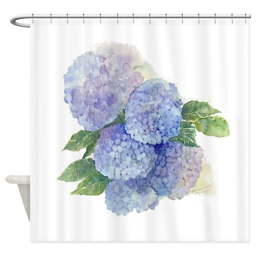

Hydrangeas Flower Decorative Fabric Shower Curtain Set House Doormats for Living Room Anti-Slip Rug