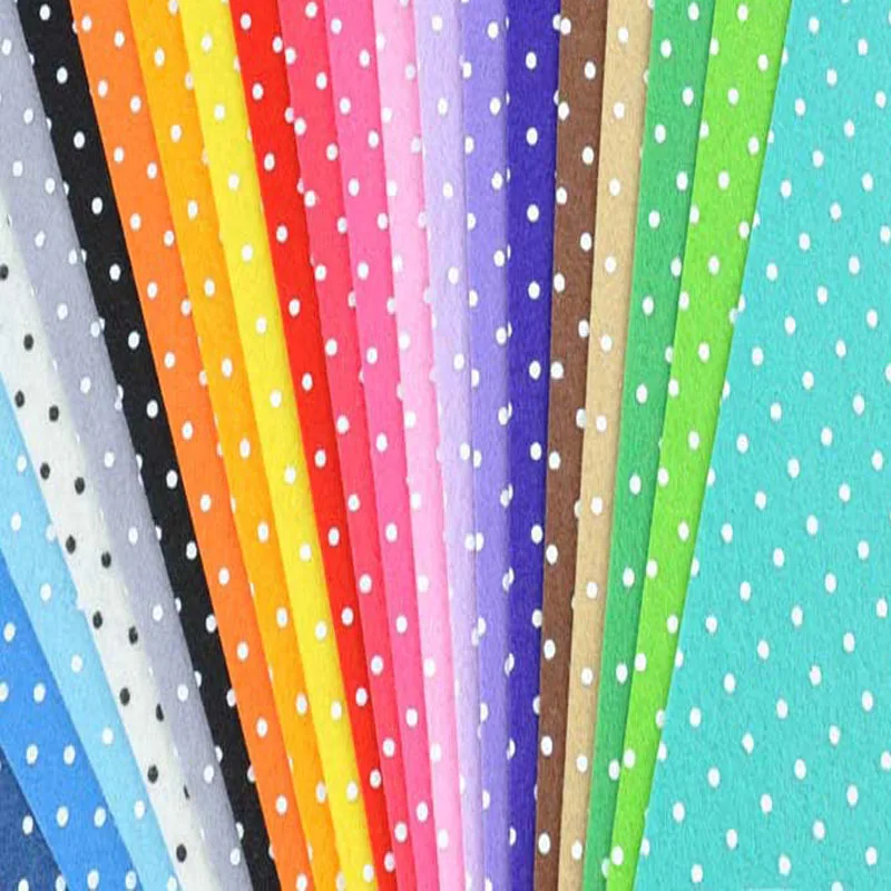 

Felt Fabric Polka Dot Printed 20 MIX COLORs multi Polyester DIY non-woven 29x29cm Decoration ONLY Good quality