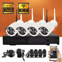 YobangSecurity 4CH wifi NVR комплект беспроводная CCTV камера система 1.3MP 960P HD уличная ip-камера P2P камера видеонаблюдения система